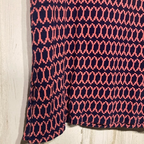 J. Crew Pink Blue V-Neckline 3/4 Sleeve Tunic Blouse Medium - Picture 5 of 9